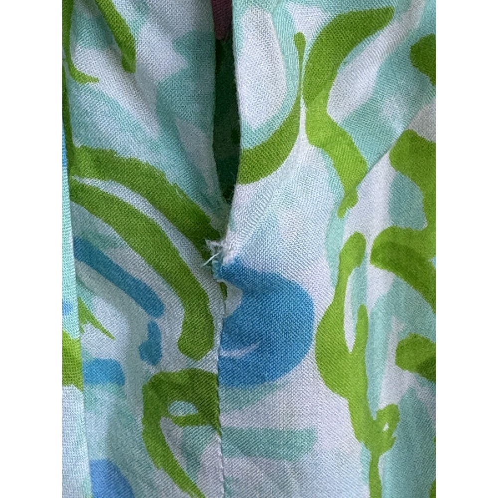 Lilly Pulitzer Green Blue Print Tassel Tie Mini Dress Medium Boho Resort - Picture 10 of 10